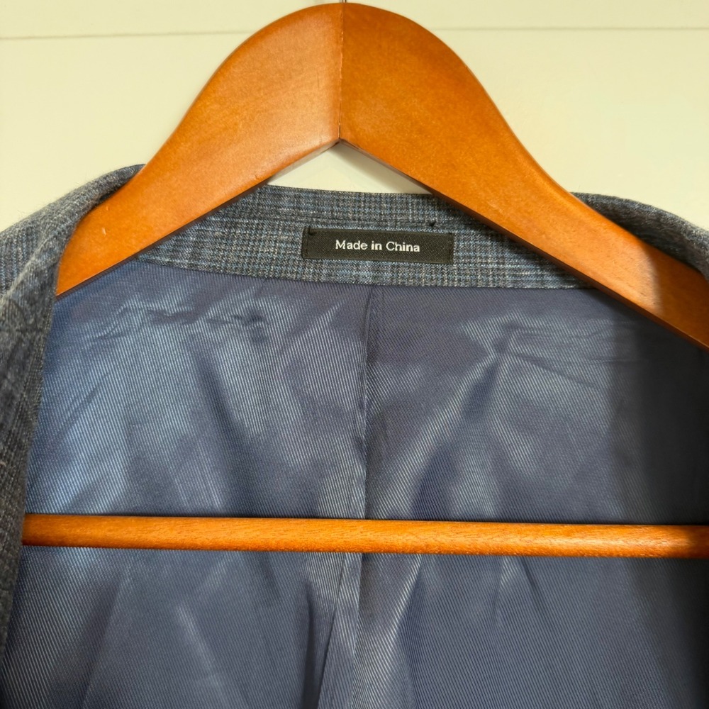 Pronto Uomo Platinum Blue Plaid Wool Silk Linen Blazer Sport Coat Mens 54R - Picture 12 of 13